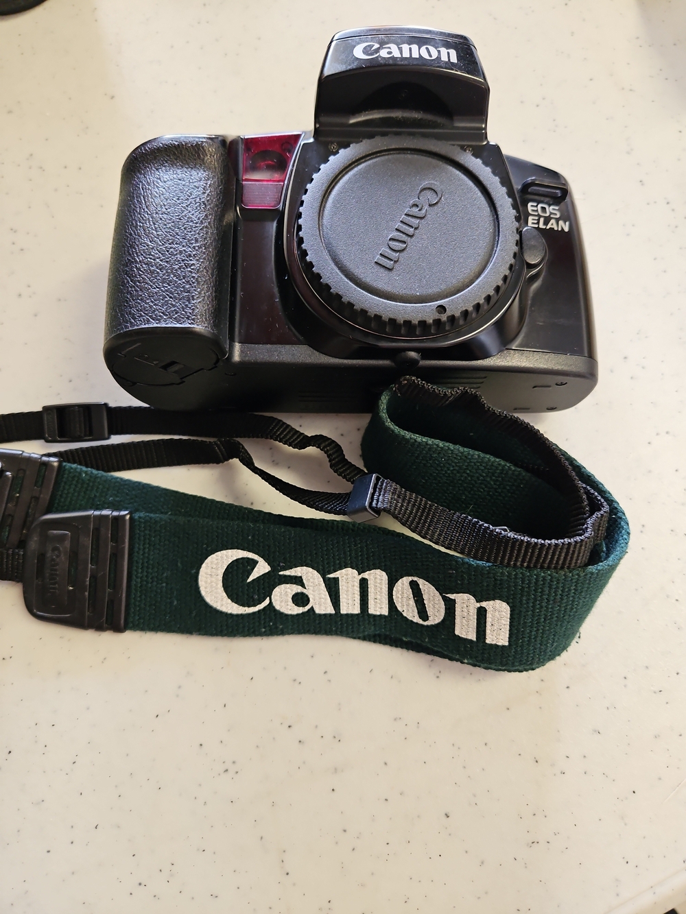 Canon EOS Elan Black 35mm SLR Camera Body with Green Canon Strap